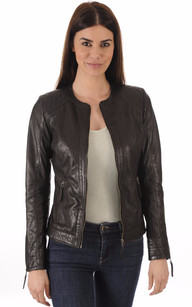 Veste en cuir gris pour femme Veste en cuir gris pour femme